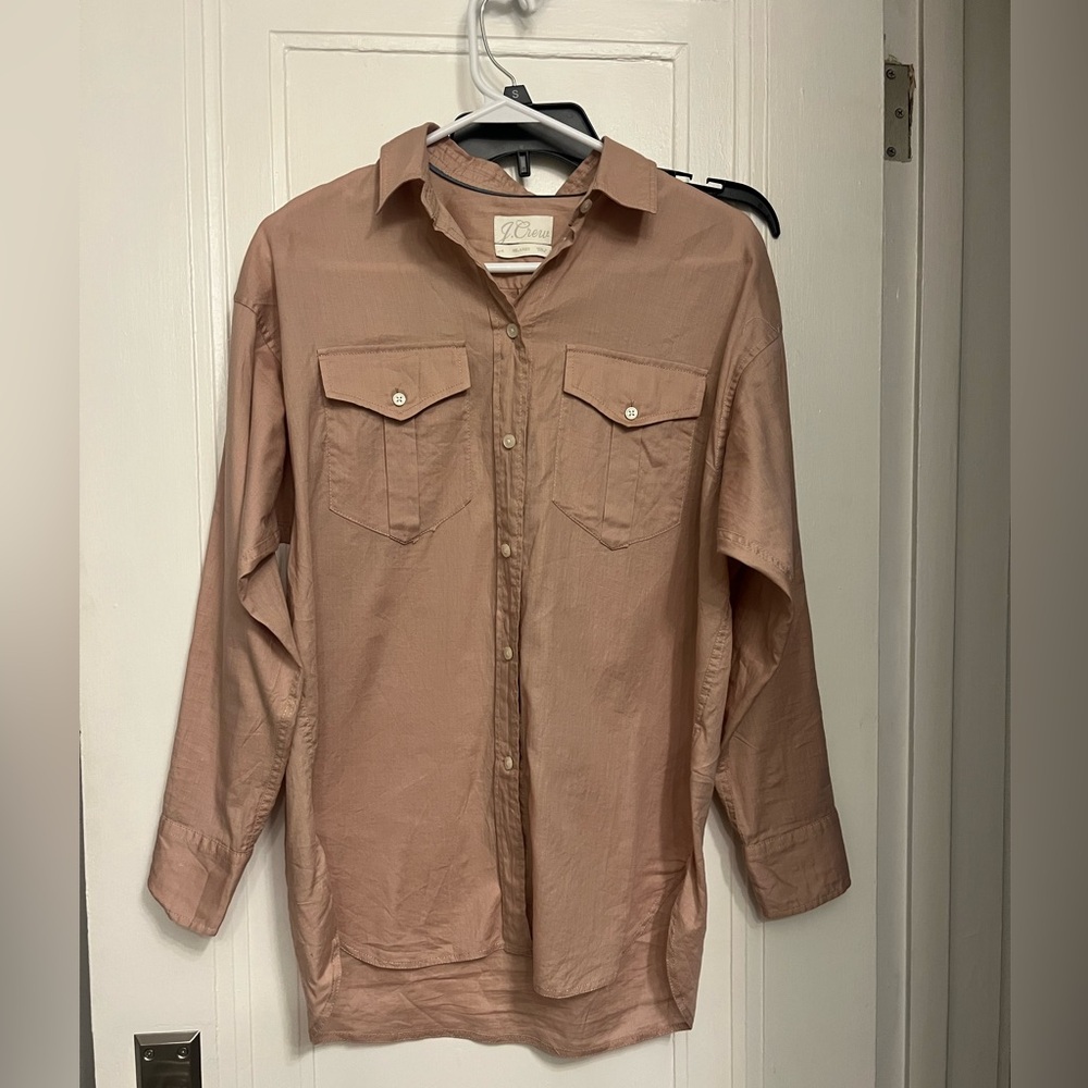 Women's J.Crew Relaxed Tan Button Up Shirt- Size Small- Pre-owned